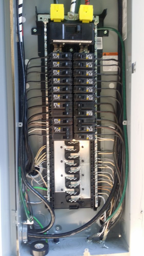 Neatly wired electrical panel completed by Vanguard Electric